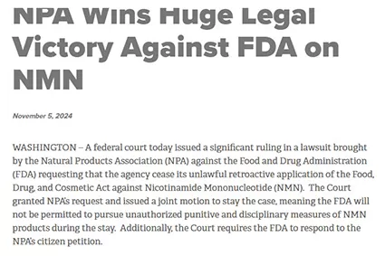 Regras do Tribunal Federal a favor do NPA, proibição de levantamento de NMN nos Estados Unidos