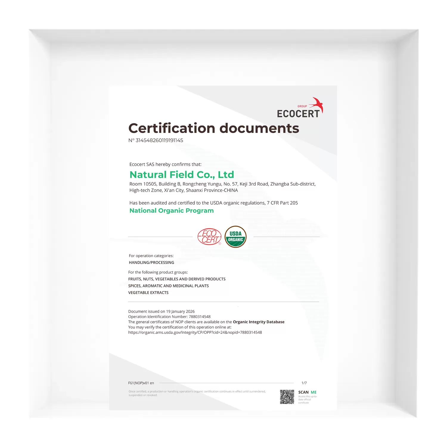 Certificação ECOCERT