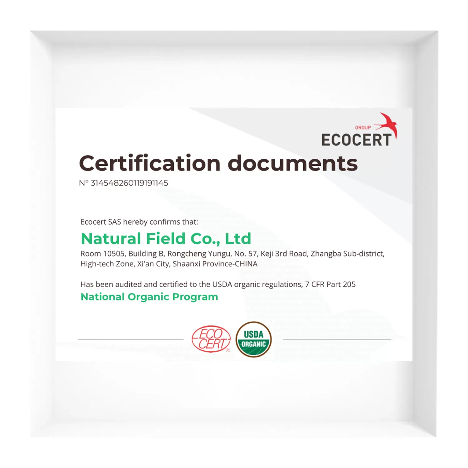Certificação ECOCERT